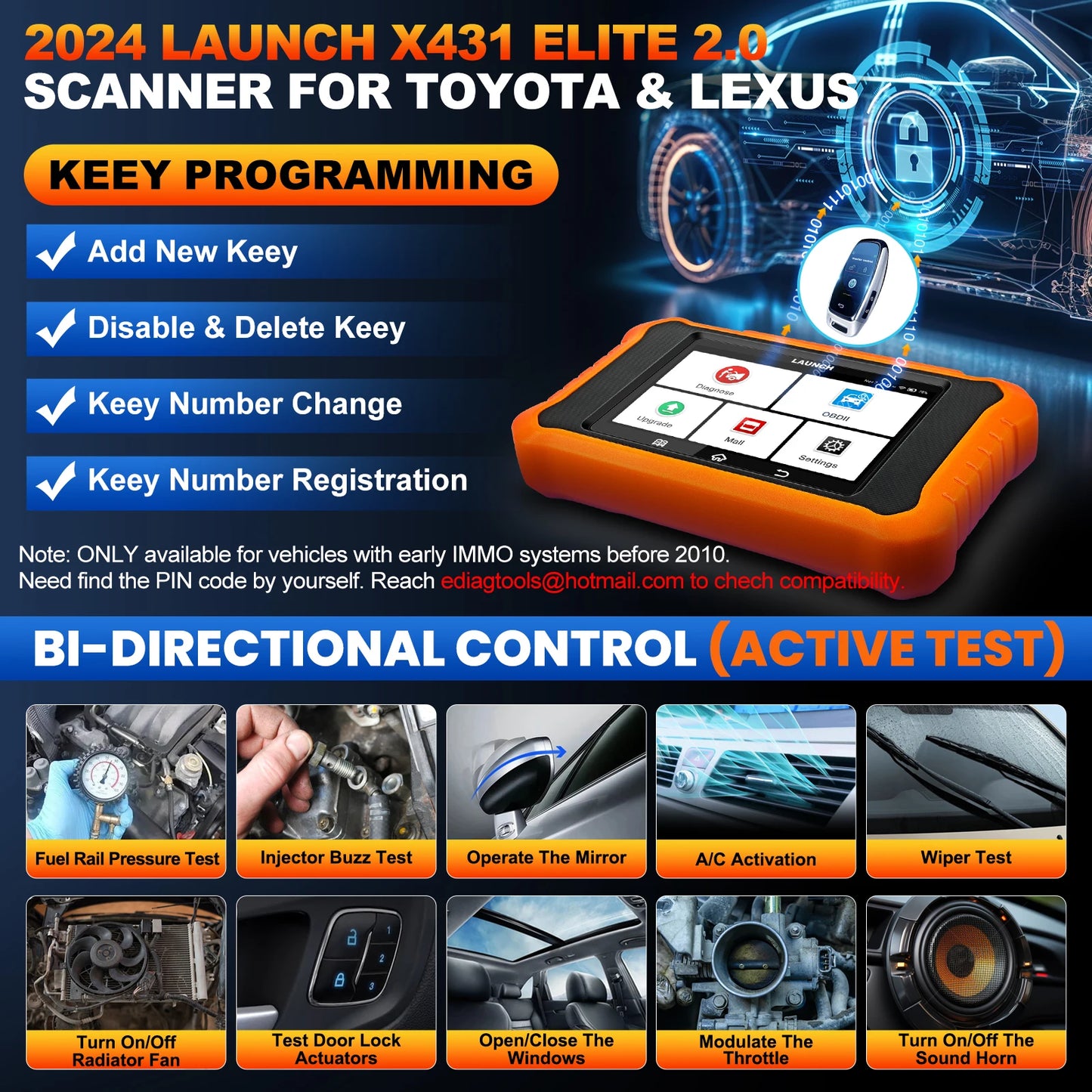 2025 Launch CRE 2.0 Elite for Toyota OBD2 Scanner Diagnostic Tool All Reset Service Code Reader With AUTOVIN/ECU Coding