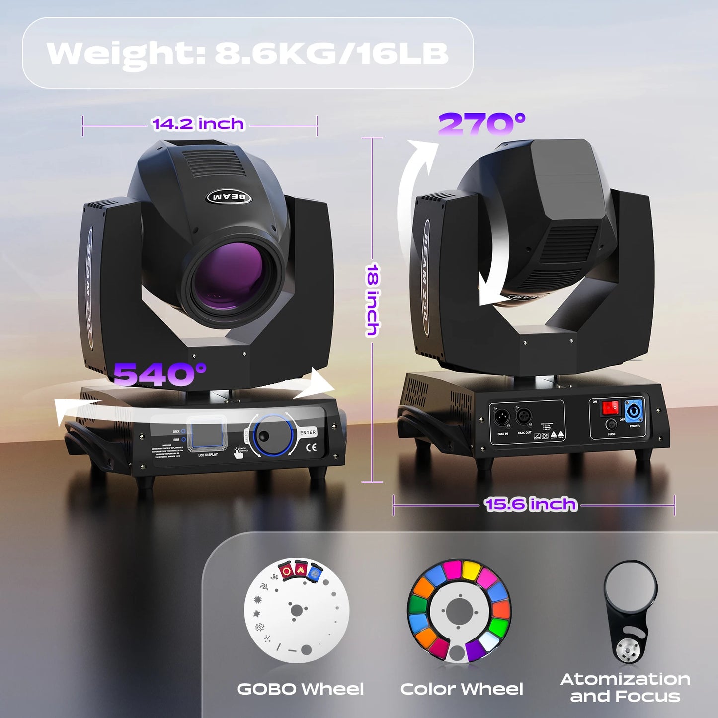 230W 7R Beam Pattern Moving Head Lights 17 Gobo Stage Equipment Lighting Dmx512 Sharpy Led Moving Head Lights