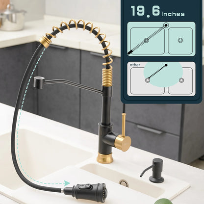 For FLG Gold Black Kitchen Faucet Smart Automatic Touchless Brass Tap Single Handle Pull-out Kitchen Sink Faucets Sensor Technol