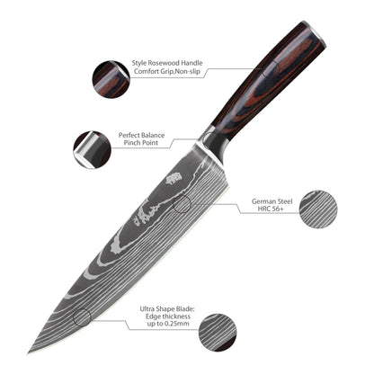 2021 New Design 5Cr15MoV Kitchen Knife Set with Premium Pakkwood Handle Chef Knife