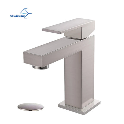 Aquacubic CUPC UPC Deck Mounted Brushed Nickel Solid Brass Water Wash Hand square Basin Faucet