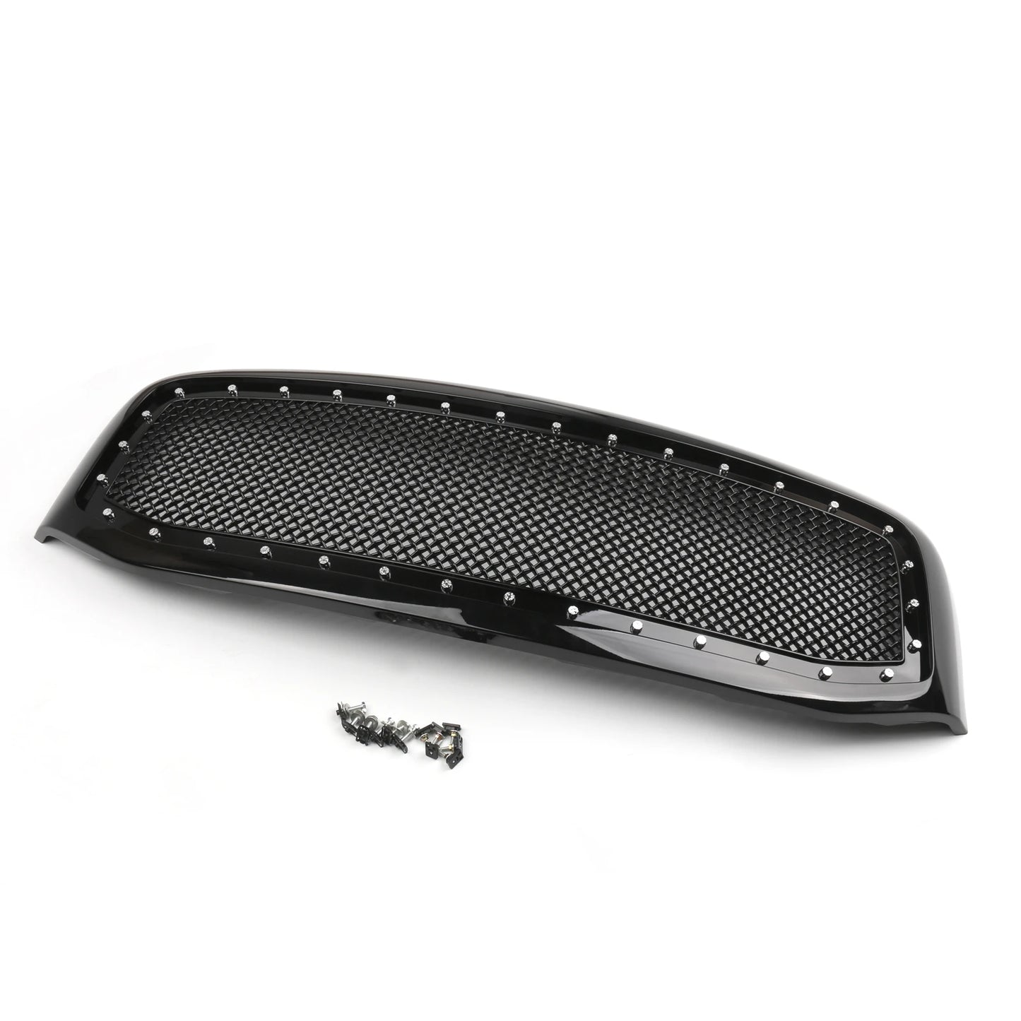 Areyourshop Black Mesh Style Front Hood Grille W/Chrome Rivet for Ram 1500/2500/3500 2006-2008 Models
