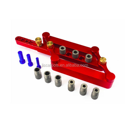 LISCA 6/8/10mm colorful Aluminium Alloy Straight Hole Doweling Jig Kit for woodworking