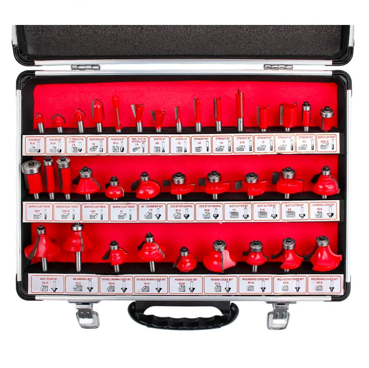 Kits008 35Pcs 6mm Tungsten Carbide Wood Router Bit Set for WoodWorking TCT 35pcs Router Bit Set