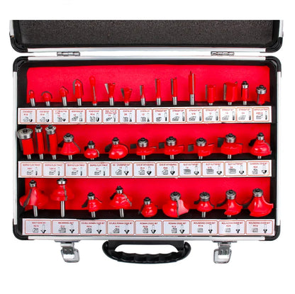 Kits008 35Pcs 6mm Tungsten Carbide Wood Router Bit Set for WoodWorking TCT 35pcs Router Bit Set