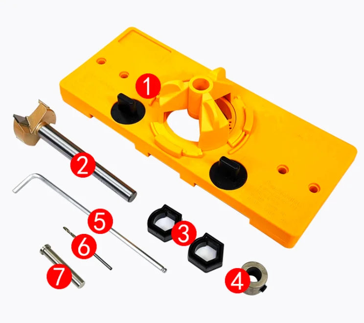 35MM Cup Style Concealed Hinge Jig Drill Guide Set Door Boring Hole Template Bit