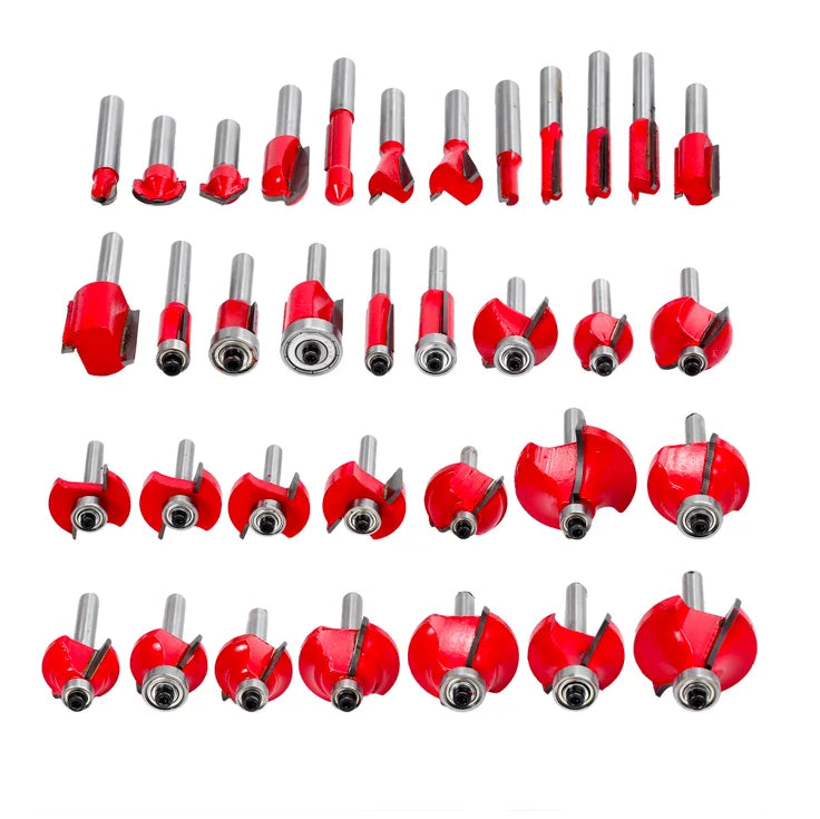Kits008 35Pcs 6mm Tungsten Carbide Wood Router Bit Set for WoodWorking TCT 35pcs Router Bit Set