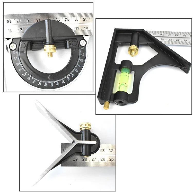 Combination Square Horizontal Square Stainless Steel Multi-Function Carpentry Squares Right 90 Degree Angle Ruler Woodworking