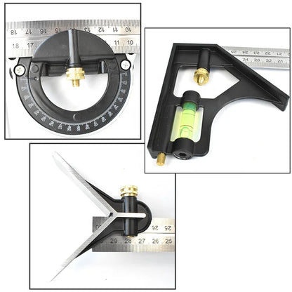 Combination Square Horizontal Square Stainless Steel Multi-Function Carpentry Squares Right 90 Degree Angle Ruler Woodworking, color - 12'' 300mm