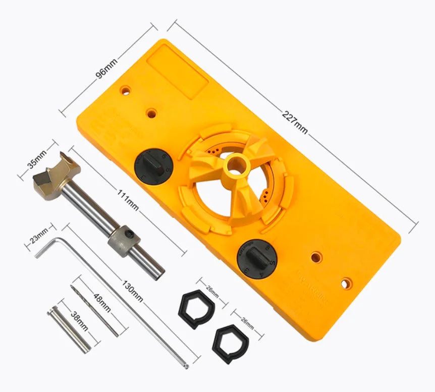 35MM Cup Style Concealed Hinge Jig Drill Guide Set Door Boring Hole Template Bit