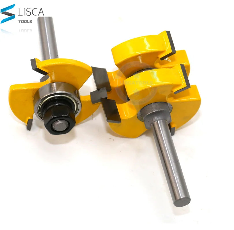 L-N120-1 2pcs Tongue and Groove Router Bit Set 1/4" X 1/4" - 8mm 1/4 12mm Woodworking Cutter Tenon Cutter for Woodworking Tools