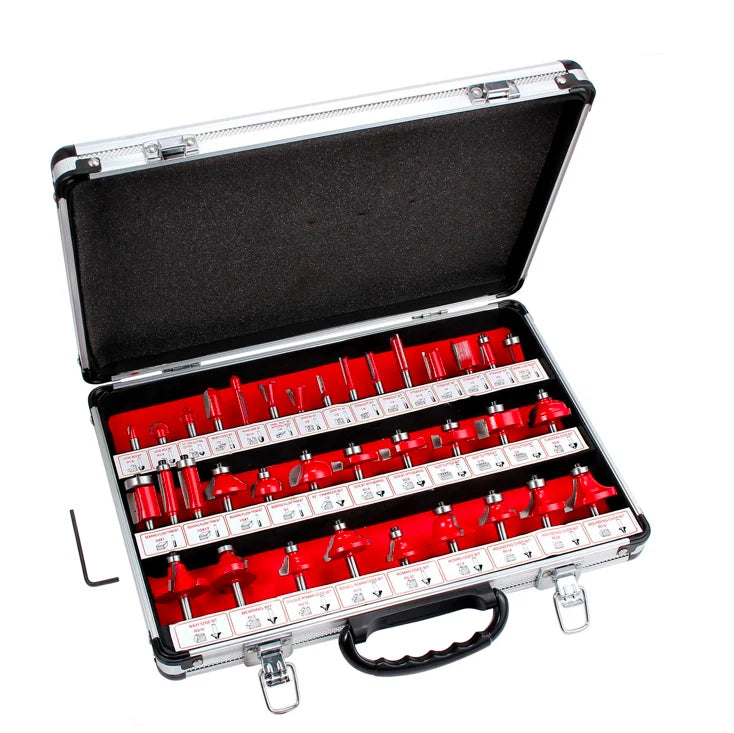 Kits008 35Pcs 6mm Tungsten Carbide Wood Router Bit Set for WoodWorking TCT 35pcs Router Bit Set
