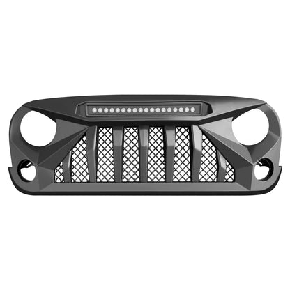 US Stovk Mars Style Front Grille With LED Lights for Jeep Wrangler JK 2007-2018
