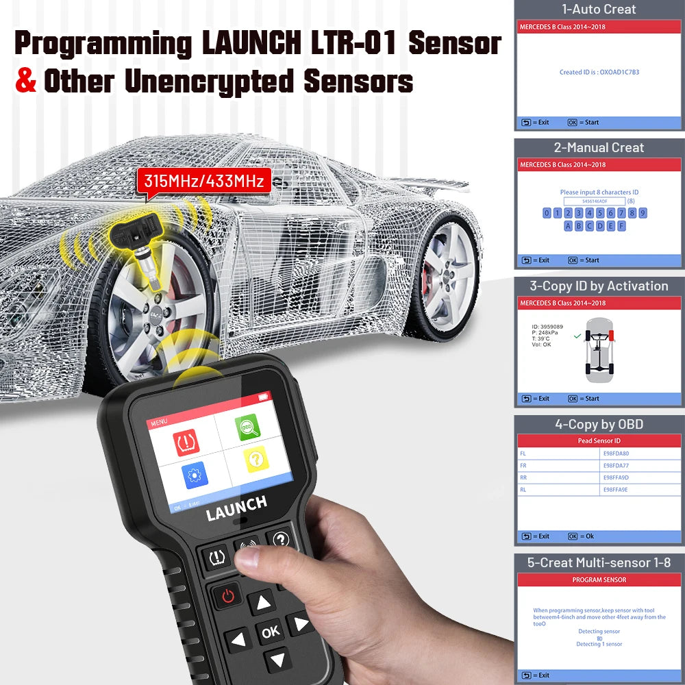 2025 New LAUNCH CRT5011E TPMS Relearn Tool Read&Program LTR-01 Sersors (315/433MHz) Reset TPMS