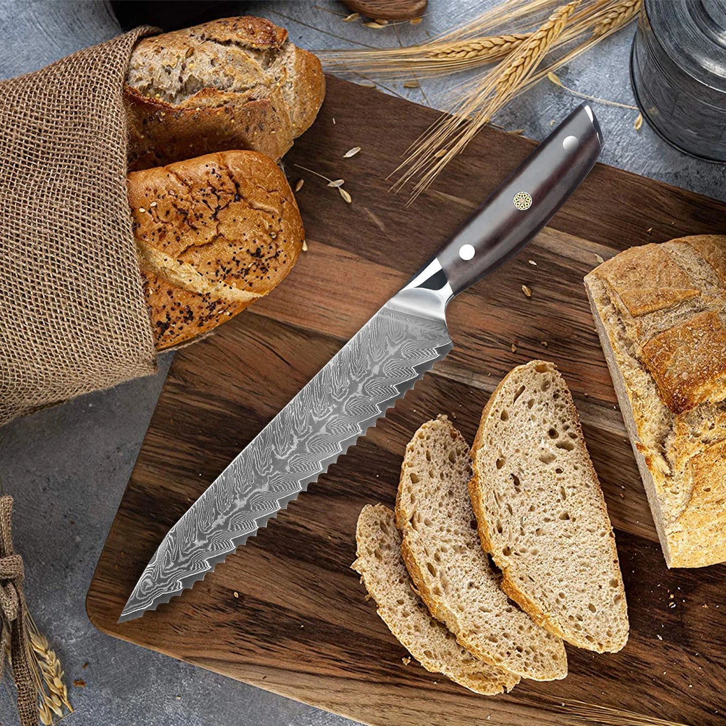 Professional Kitchen Knife High Quality Damascus Steel Chef Knife with Wood Handle Sharp Blade Utility Knife