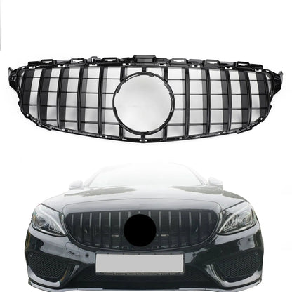 GTR Style With Logo Front Bumper Grill Grille for Mercedes-Benz W205 C250 C300 C43 2015-2018 Without Camera