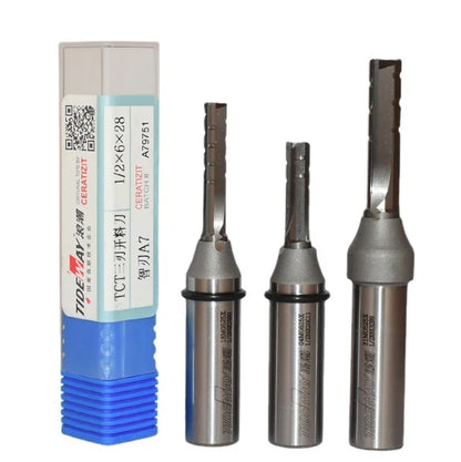 Tideway Industrial Grade TCT 3 Flute 1/2 Inch Shank Straight Milling Cutter Tungsten Carbide End Mill for Woodworking