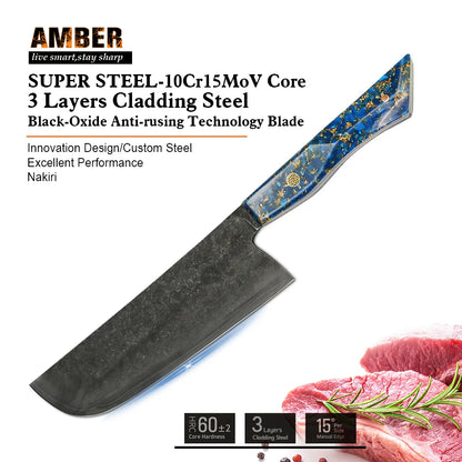 Sandwich Structure 10Cr15Mov Japanese Usuba Nakiri Chef Knife with Foil Handle