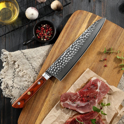 Guarantee High Quality 67 Layers VG10 Damascus Steel Santoku Utility Japanese Kitchen Knives with Wooden Handled
