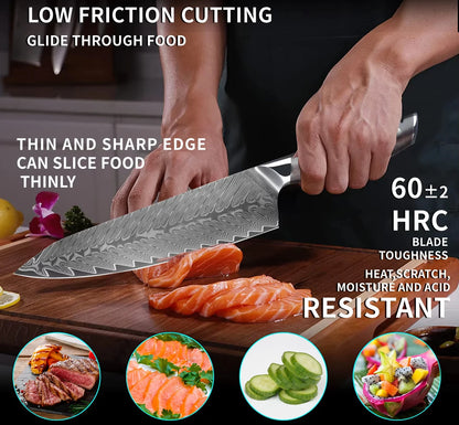 Professional Kitchen Knife High Quality Damascus Steel Chef Knife with Wood Handle Sharp Blade Utility Knife