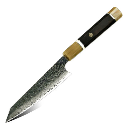 New Design 5 Pcs Damascus VG10 Steel 67 Layers Kitchen Knife Set with Black Ebony Handle, color - 6 inch Utility knife