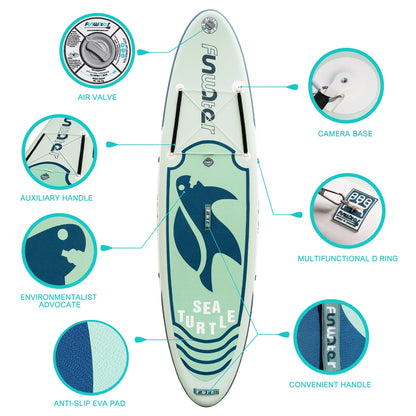 FUNWATER Dropshipping OEM 10'6" Green Sub Paddle Board Inflatable Stand up Paddleboard Leash sup Surf Board Isup Board
