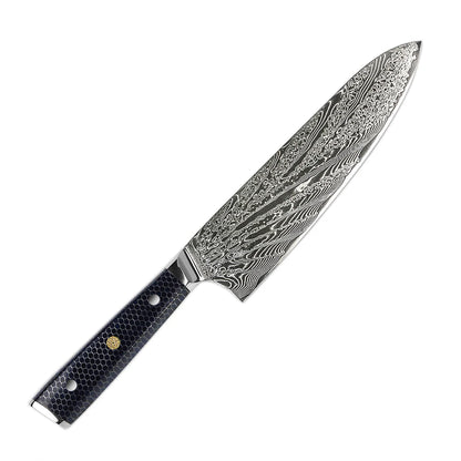 YANGJANG AMBER Premium Honey Comb Resin Handle Damascus Steel Vg10 Japanese Knife Sets, kitchen knife size - 7 Inch