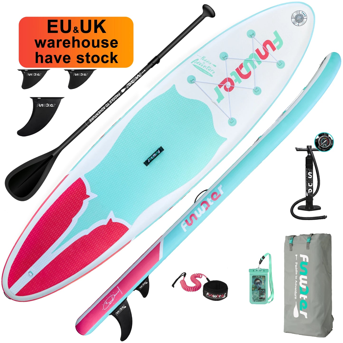 FUNWATER Dropshipping OEM 11' Blue Wholesale sup Inflatable Paddle Soft Top Surf Board Standup Paddle Board Water Sports