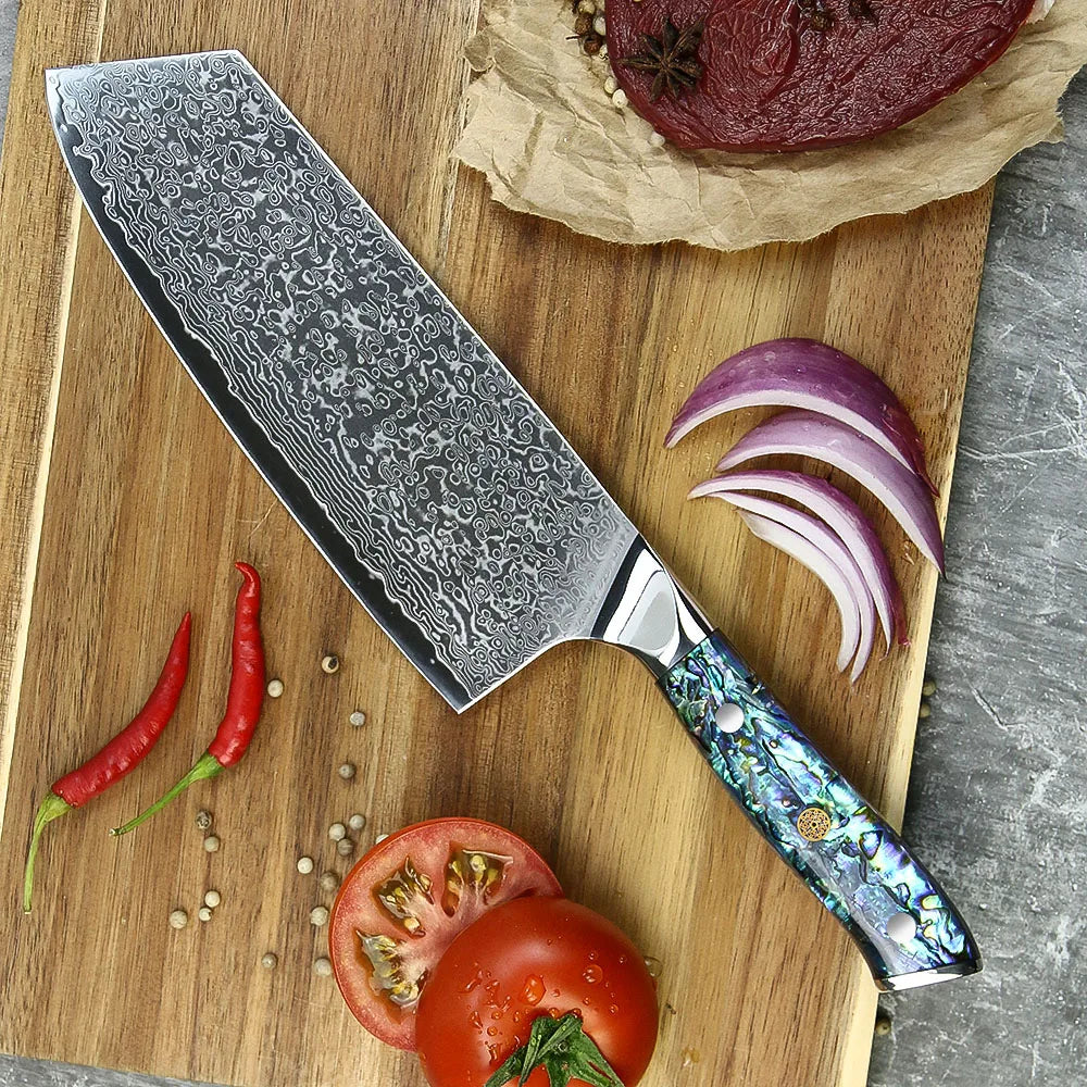 Japanese Kitchen Knives 67 Layers Damascus VG 10 Steel 7 Inch Sharp Cleaver Bunka Knives Tool