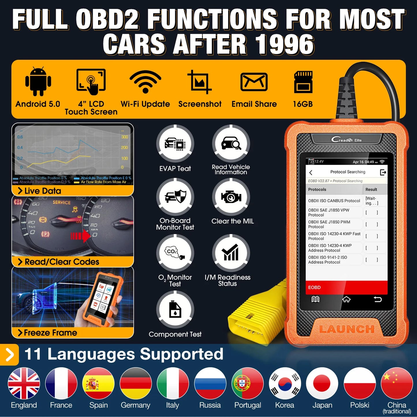 2025 Original Launch CRE Elite for Land Rover Jaguar Obd2 Scanner Auto Diagnostic Tool All Service Lifetime Free Update