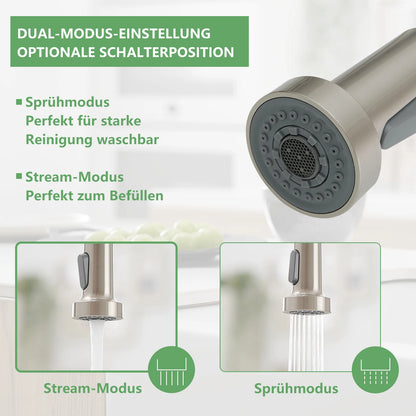 304 Stainless Steel Single Handle Pull out Kitchen Sink Faucet Brushed Nickel Sprayer Classic Modern Design for Hot Cold Water