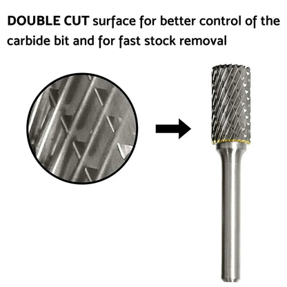 24h-USA Warehouse Shipping Tungsten Carbide Rotary Burr Bit Set 1/8" Cutting Carving Burrs for Dremel Tool