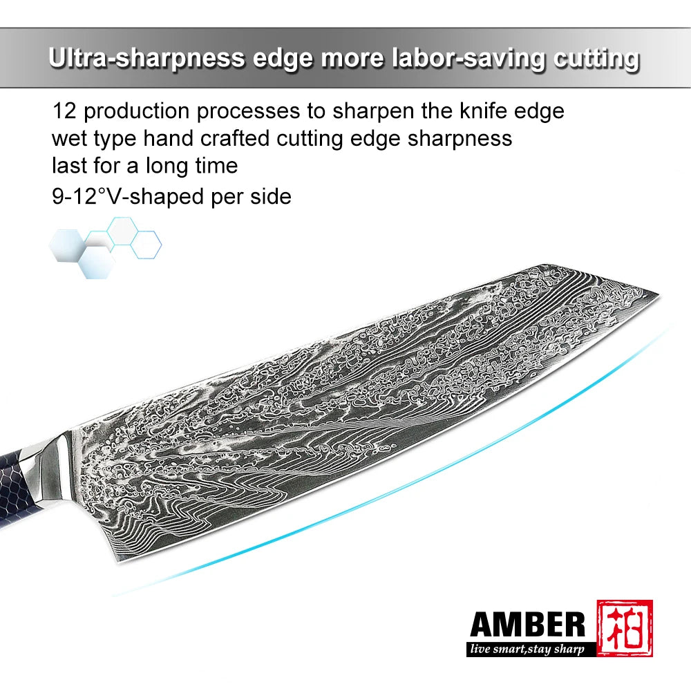 YANGJANG AMBER Premium Honey Comb Resin Handle Damascus Steel Vg10 Japanese Knife/knife Set