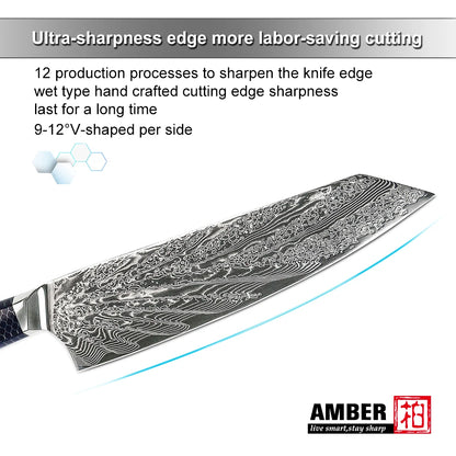 YANGJANG AMBER Premium Honey Comb Resin Handle Damascus Steel Vg10 Japanese Knife/knife Set