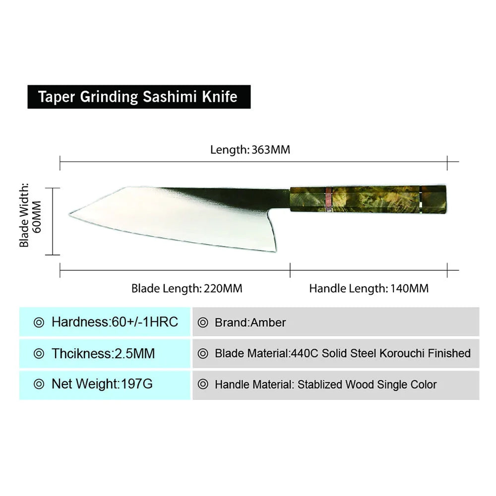 2021 New Style 440c Stainless Steel Stablied Wood Handle Professional Kitchen Knife