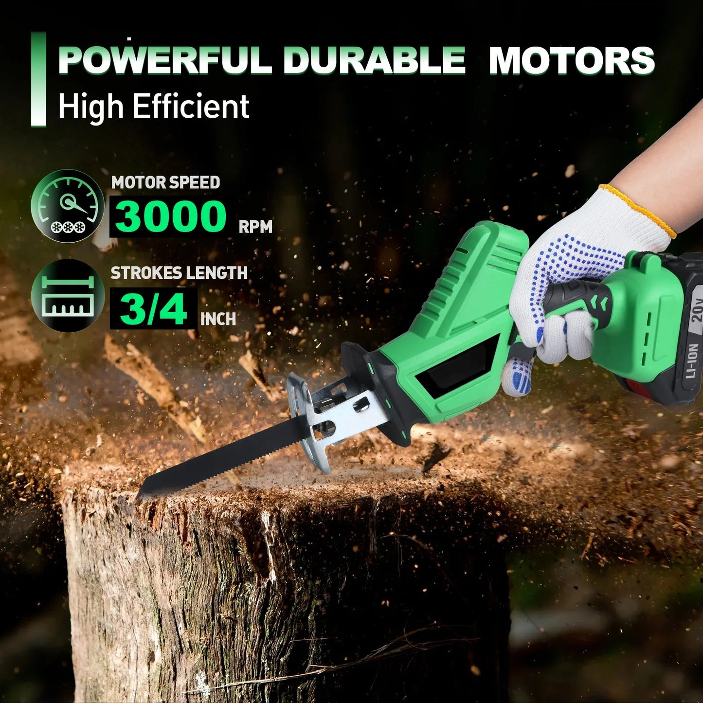 20V Cordless Electric Reciprocal Saw DIY Grade for Metal Wood PVC Plastic-Local US Warehouse