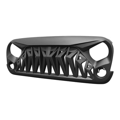 US STOCK Custom Grille for 2007-2018 jeep wrangler Jk Bumper Shark Grill Front Grille Matte Black
