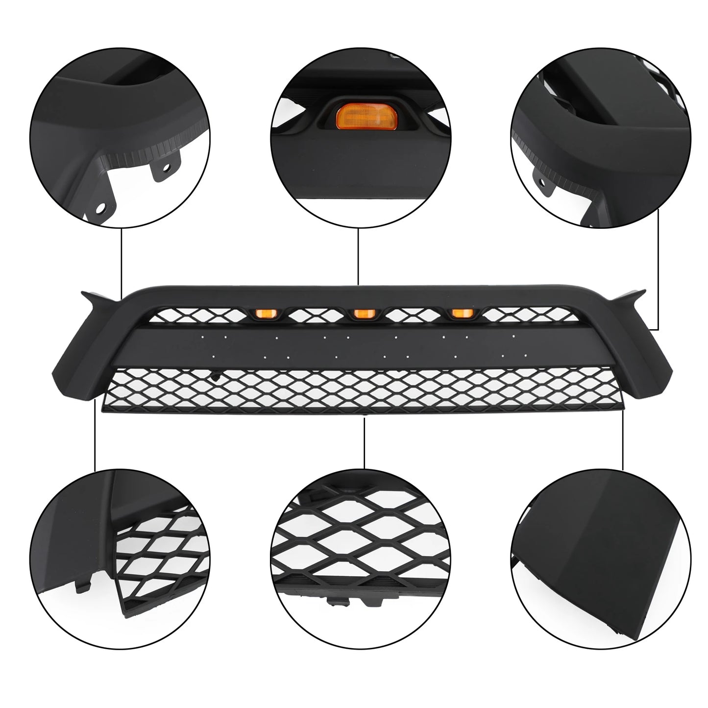 Matte Black Front Bumper LED Light Grille Grill for Toyota 4Runner 2010 2011 2012 2013 with Letter #TO1200367