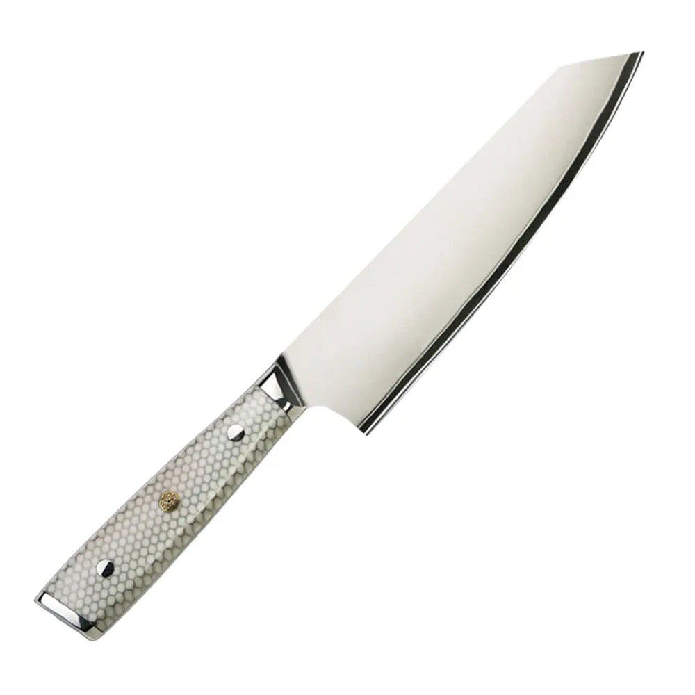 7 Layer Steel Damascus 10Cr15MoV Kitchen Knife Set with White Honey Comb Resin Full Tang