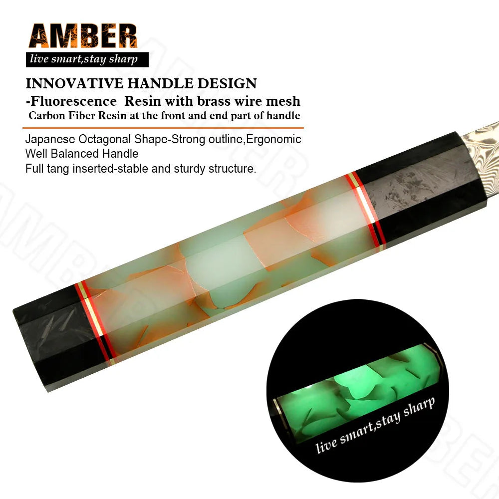 Yangjiang Amber Private Black Blade VG10 Japanese Damascus Steel Knife