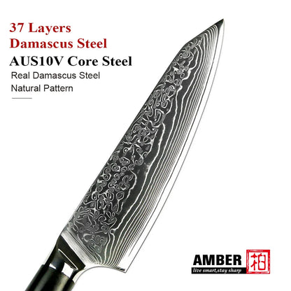 Professional 8 Piece Damascus Kitchen Knives Set VG 10 Steel Core 67 Layers with Black G10 Handle