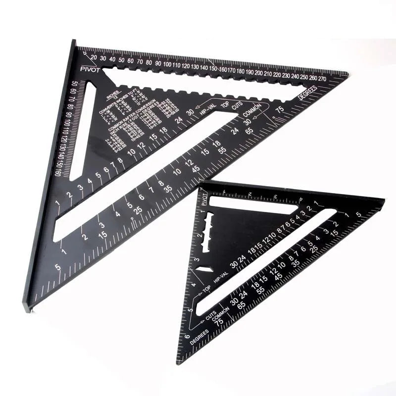 L-HT102 Triangle Ruler 7 Inch Aluminum Alloy Metric Angle Carpenter Measurement Ruler Woodworking Tools Measuring