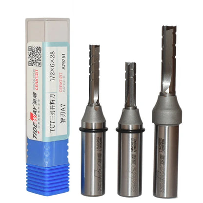 Tideway Industrial Grade TCT 3 Flute 1/2 Inch Shank Straight Milling Cutter Tungsten Carbide End Mill for Woodworking