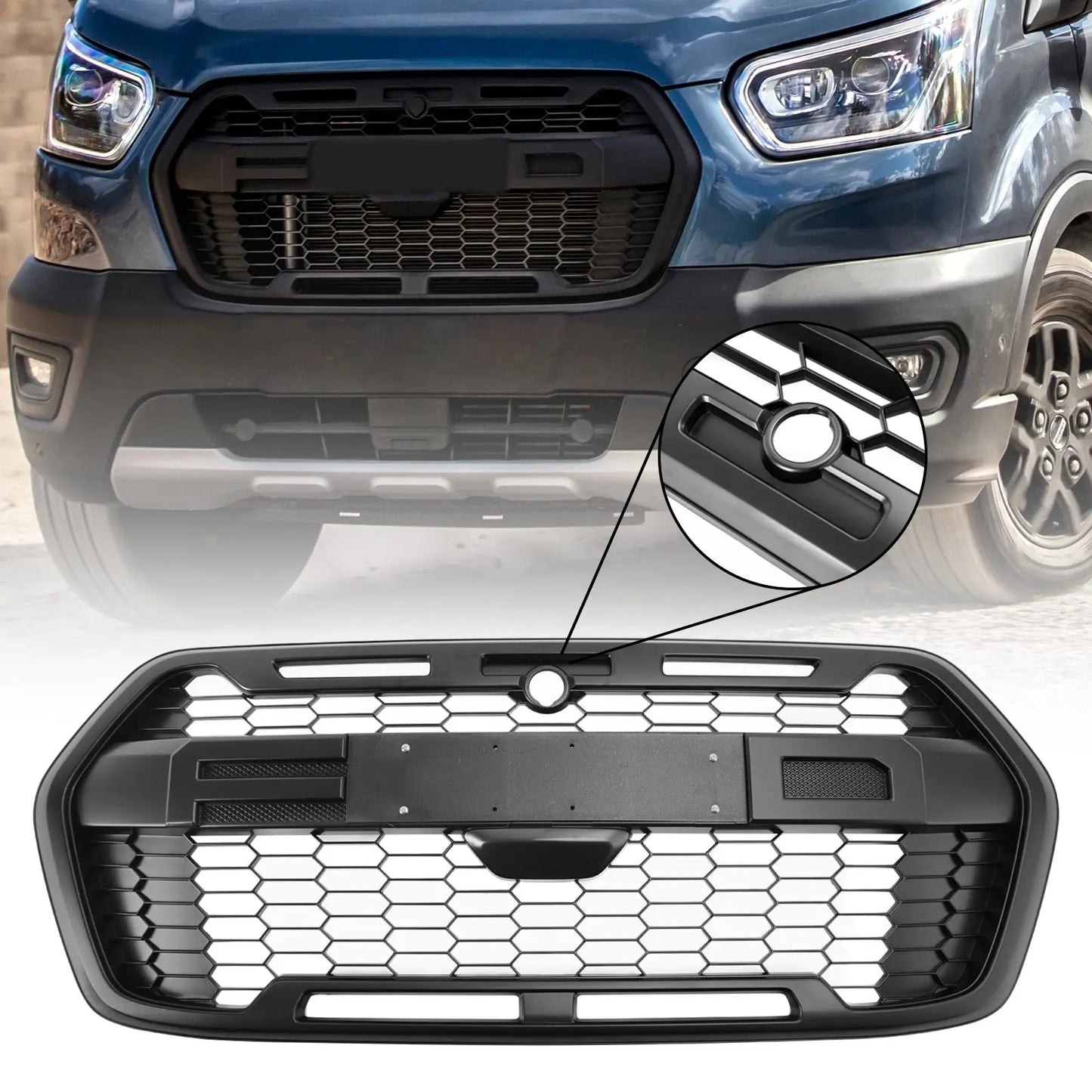 Raptor Style Front Bumper Grille 2467809 for Ford Transit MK8 Trail T150 T250 T350 2020-2024 With Letter