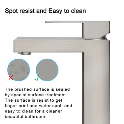 Aquacubic CUPC UPC Deck Mounted Brushed Nickel Solid Brass Water Wash Hand square Basin Faucet