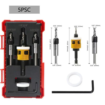 LISCA Countersink Drill Bit with Stopper Set Woodworking Step Bit Install Screws Hole Drilling Tools Taper Drill