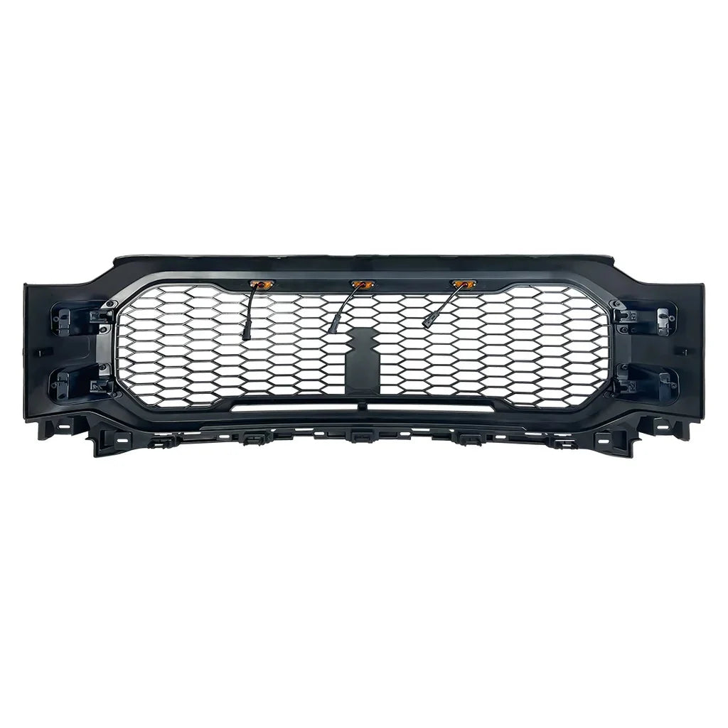 Grid Style Mesh Front Grille With Amber Lights for 2021-2022 Ford F150