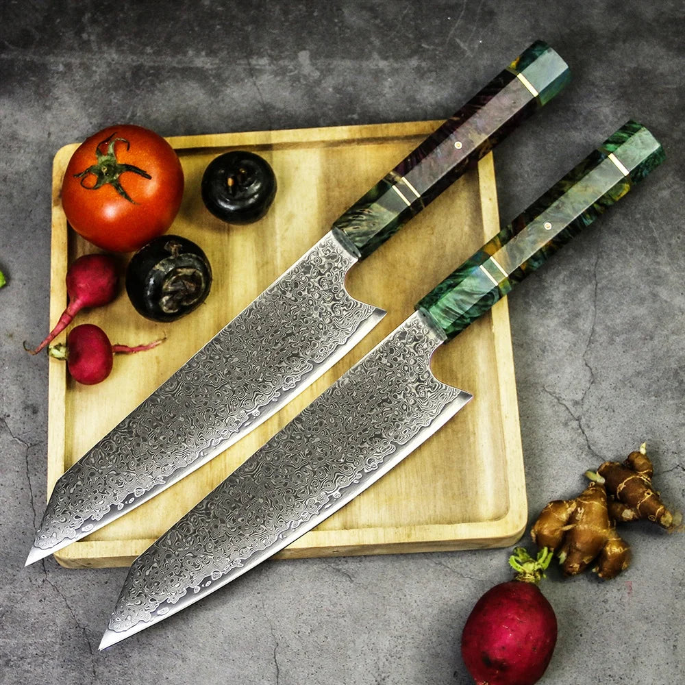 8 Inch Damascus Knife with Stablilize Wood Handle Damascus Steel Chef Knives Kitchen Knives