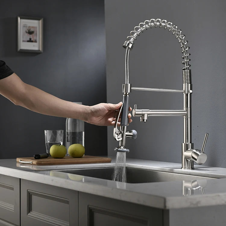 Modern Dual Handle Thermostatic Tap Contemporary Single-Hole Pull Kitchen Faucet American Kitchens Made China Kitchen Faucet