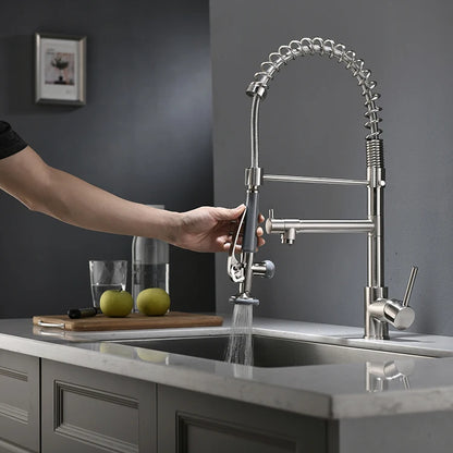 Modern Dual Handle Thermostatic Tap Contemporary Single-Hole Pull Kitchen Faucet American Kitchens Made China Kitchen Faucet